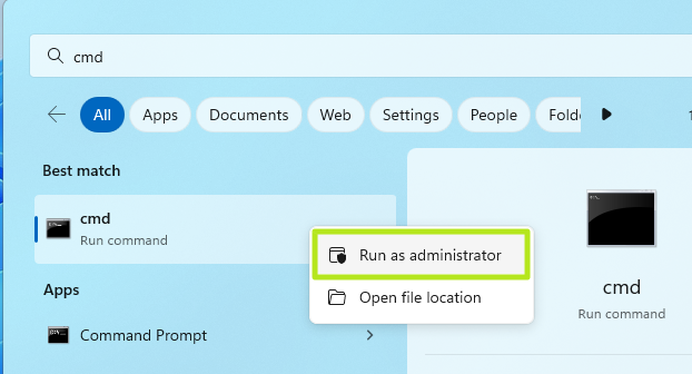 Run Command Prompt as administrator